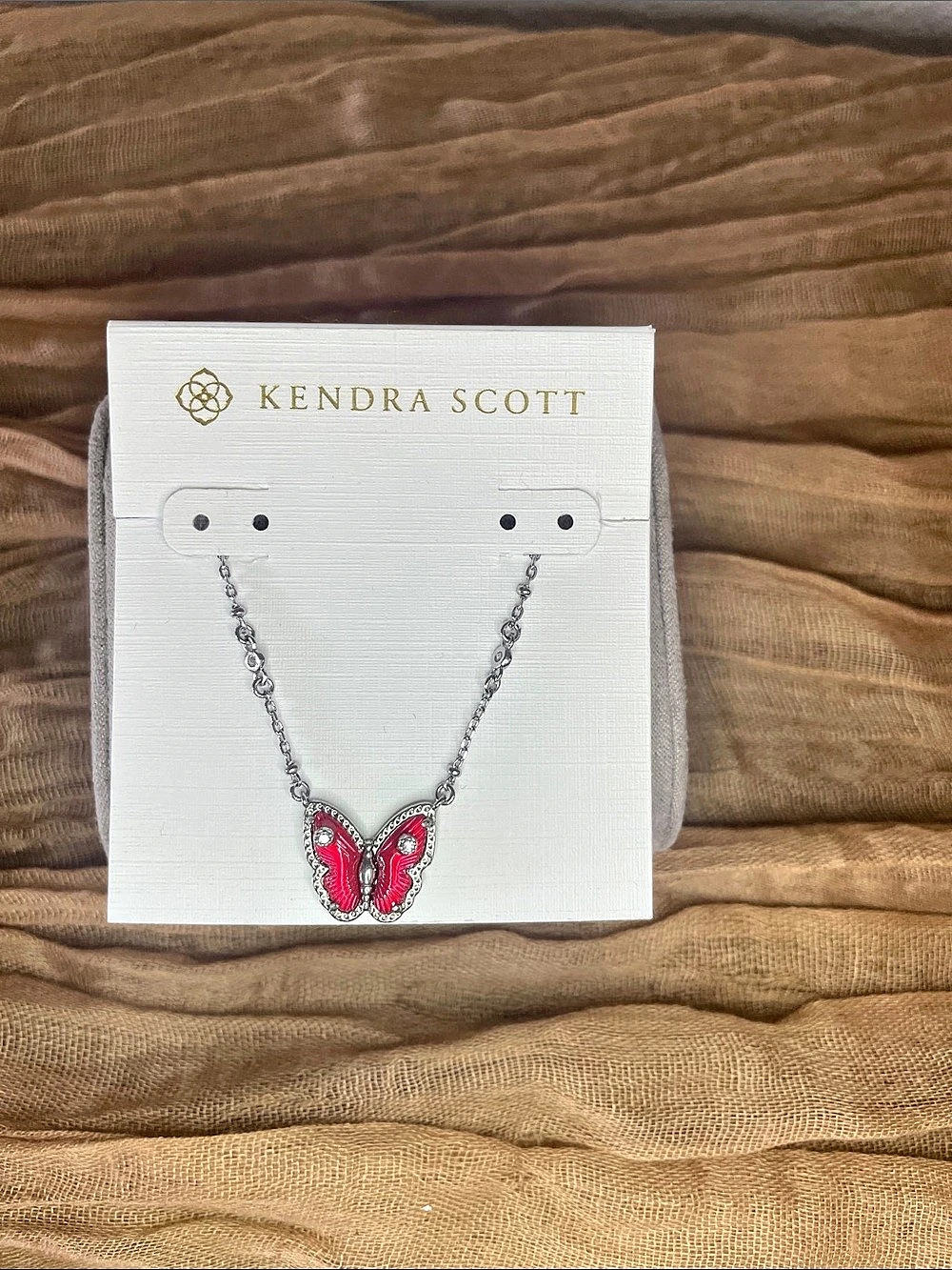 Kendra Scott Blair Red and Silver Butterfly Pendant Necklace